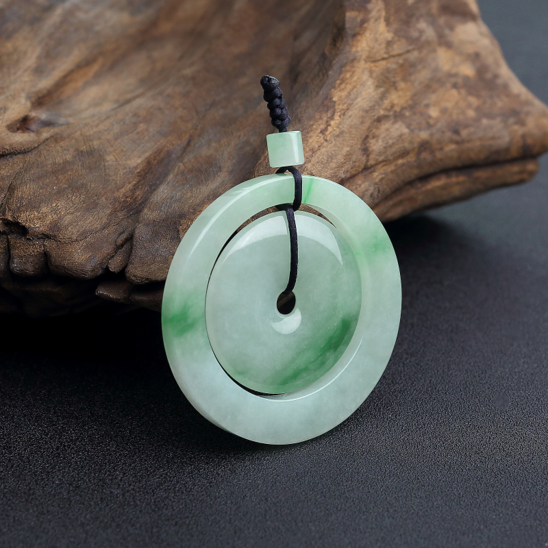 天然糯种飘翠翡翠平安扣吊坠-红掌柜