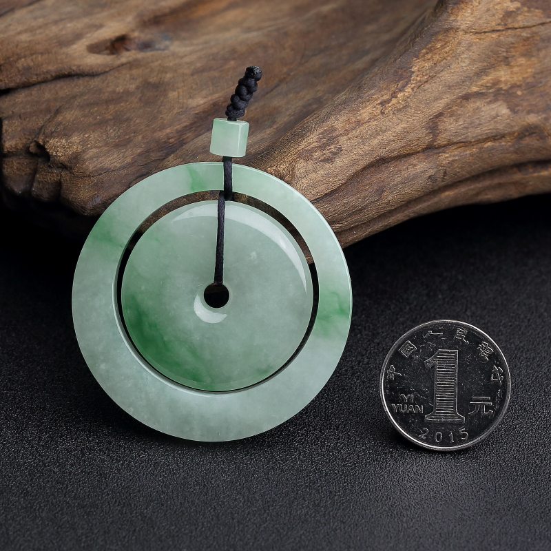 糯种飘翠翡翠平安扣吊坠-红掌柜