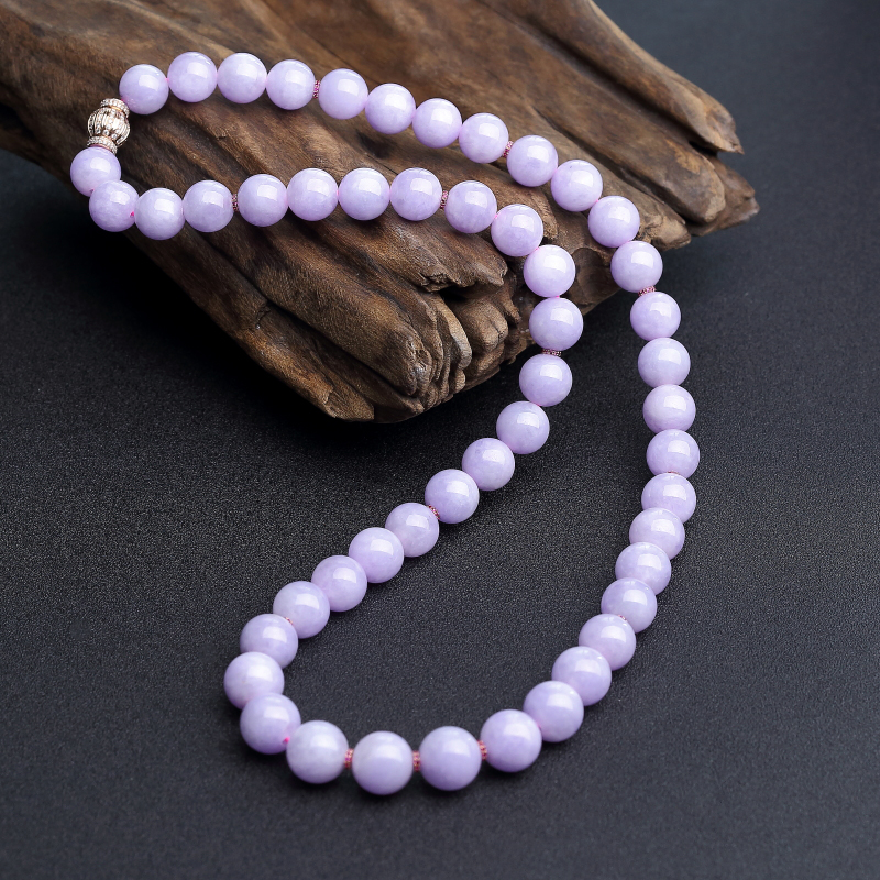 天然糯种紫罗兰翡翠项链-红掌柜