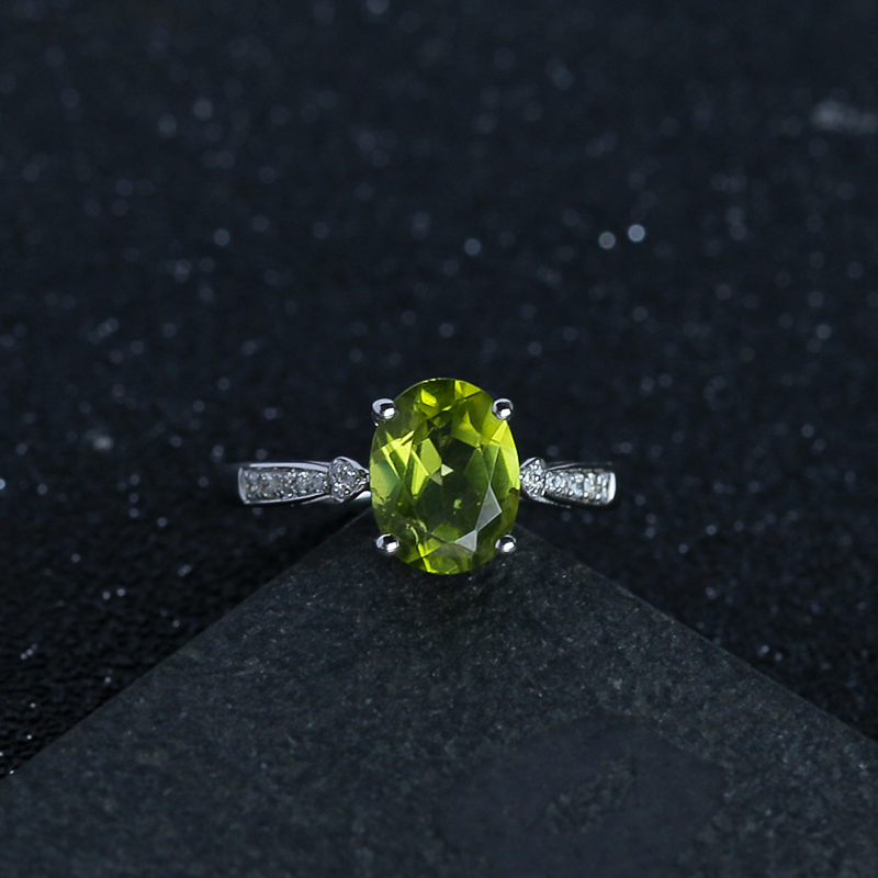 天然18K金镶橄榄石戒指 - 红掌柜