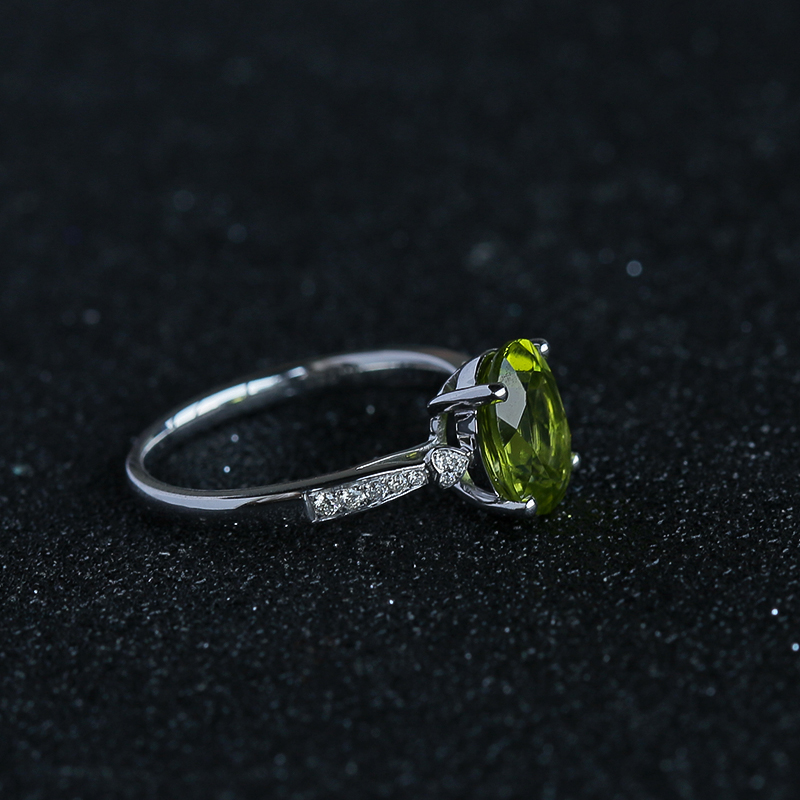 天然K金镶橄榄石戒指 - 红掌柜