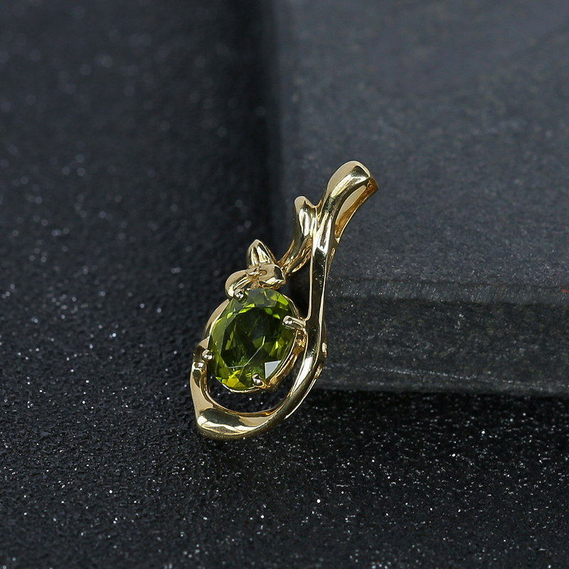 18K金镶橄榄石吊坠 - 红掌柜