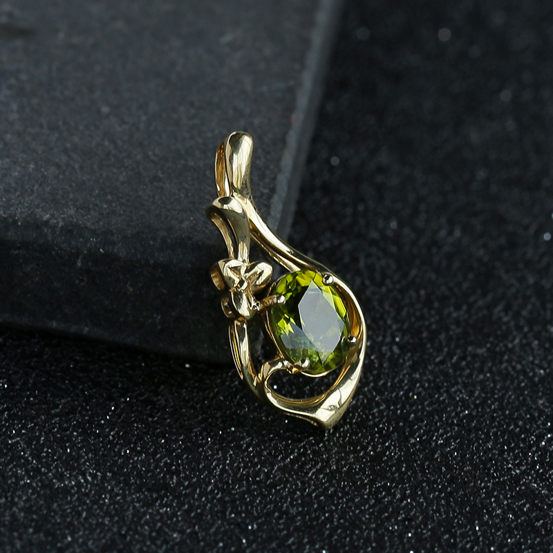 K金镶橄榄石吊坠 - 红掌柜