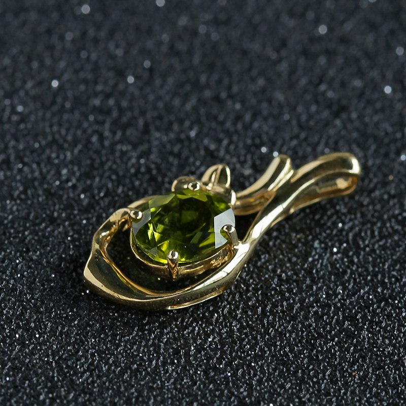 天然K金镶橄榄石吊坠 - 红掌柜