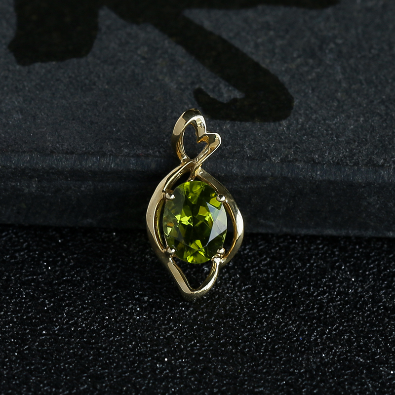 天然18K金镶橄榄石吊坠 - 红掌柜