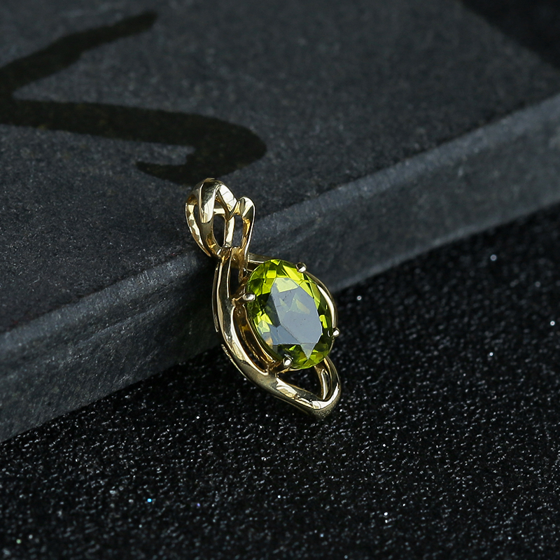 K金镶橄榄石吊坠 - 红掌柜