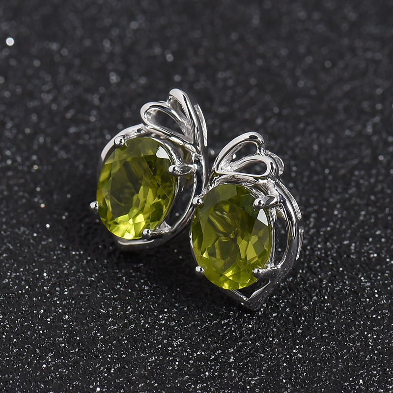 K白金镶橄榄石耳坠 - 红掌柜