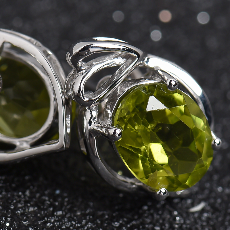 天然K金镶橄榄石耳坠 - 红掌柜