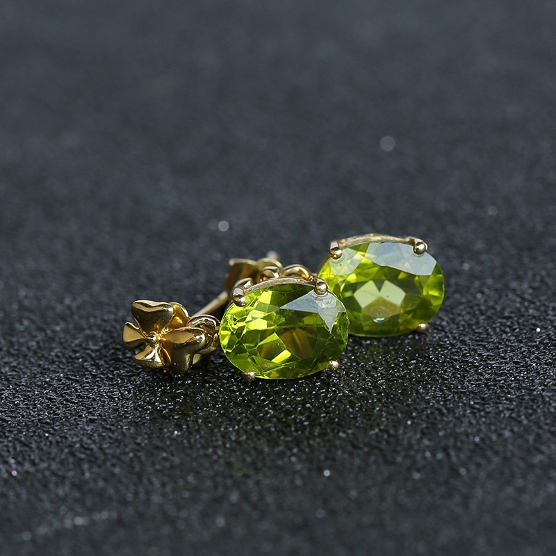 K金镶橄榄石耳坠 - 红掌柜