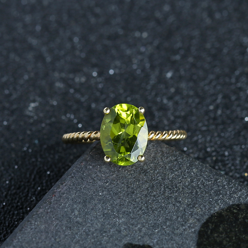 18K金天然橄榄石戒指-红掌柜 