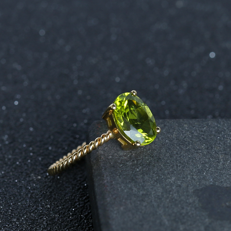 K金天然橄榄石戒指-红掌柜 