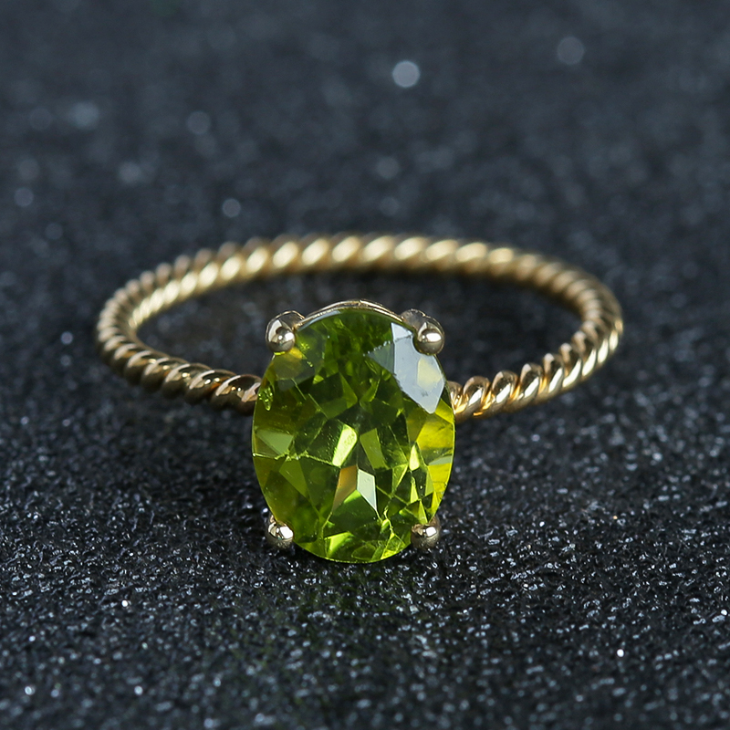 K金橄榄石戒指-红掌柜 