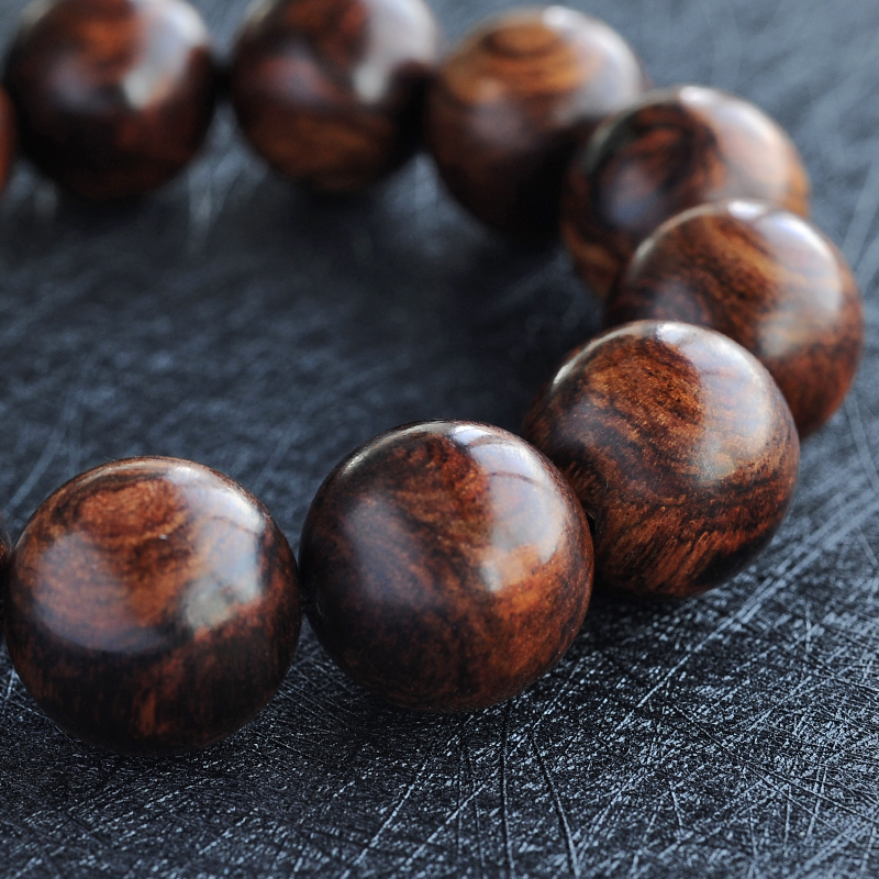 虎皮纹海黄正圆手串-红掌柜