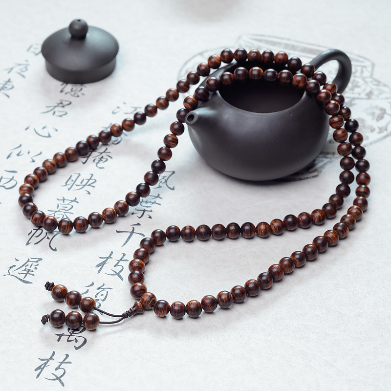 8.5mm海南虎皮纹黄花梨108佛珠-红掌柜