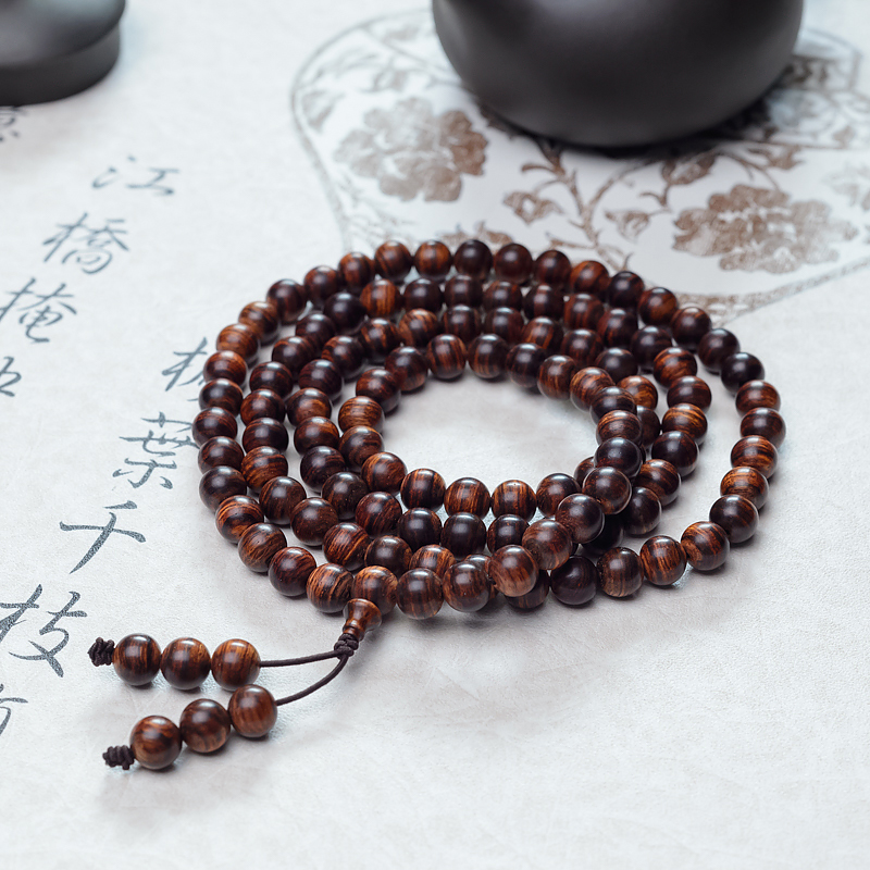 8.5mm海南虎皮纹黄花梨佛珠-红掌柜