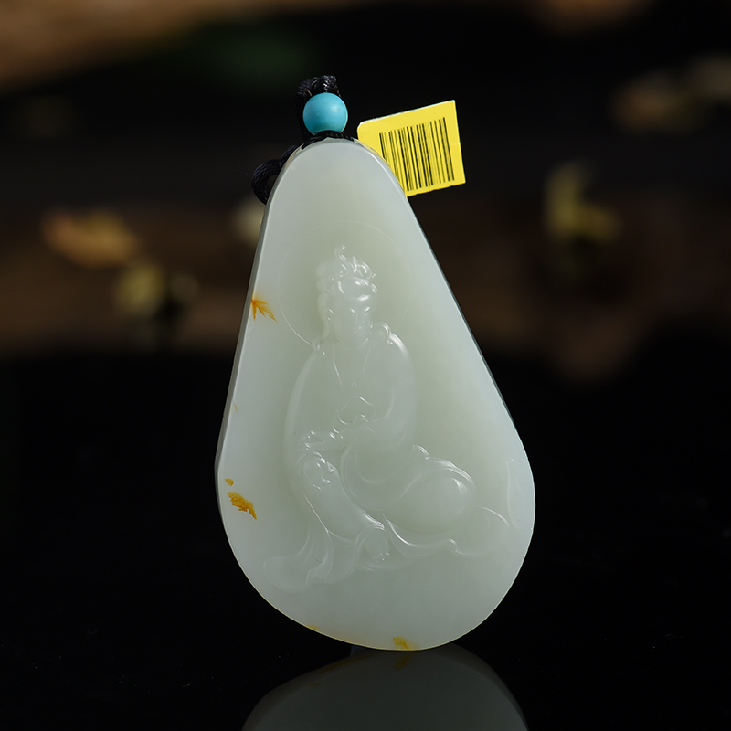 和田玉观音挂件-红掌柜