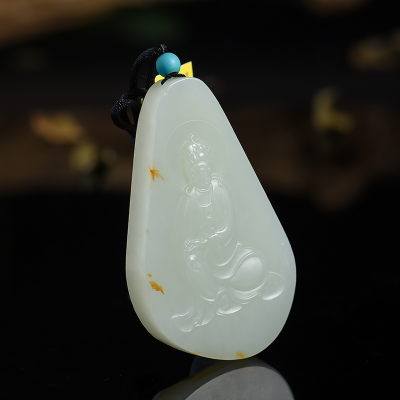 和田玉观音挂件-红掌柜