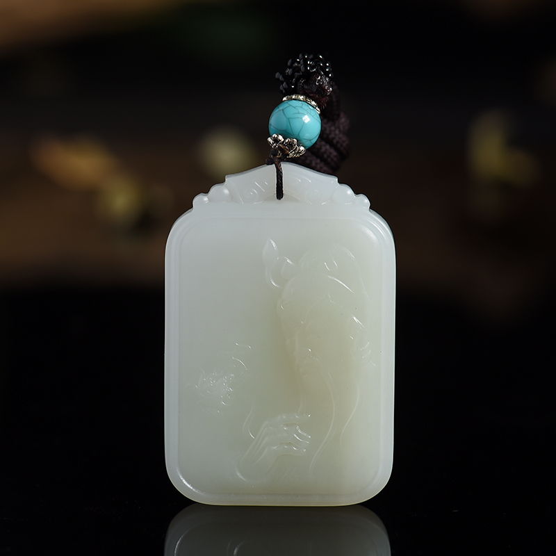 和田玉关公挂件-红掌柜