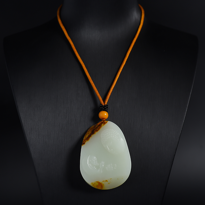 新疆和田玉我心向佛挂件-红掌柜