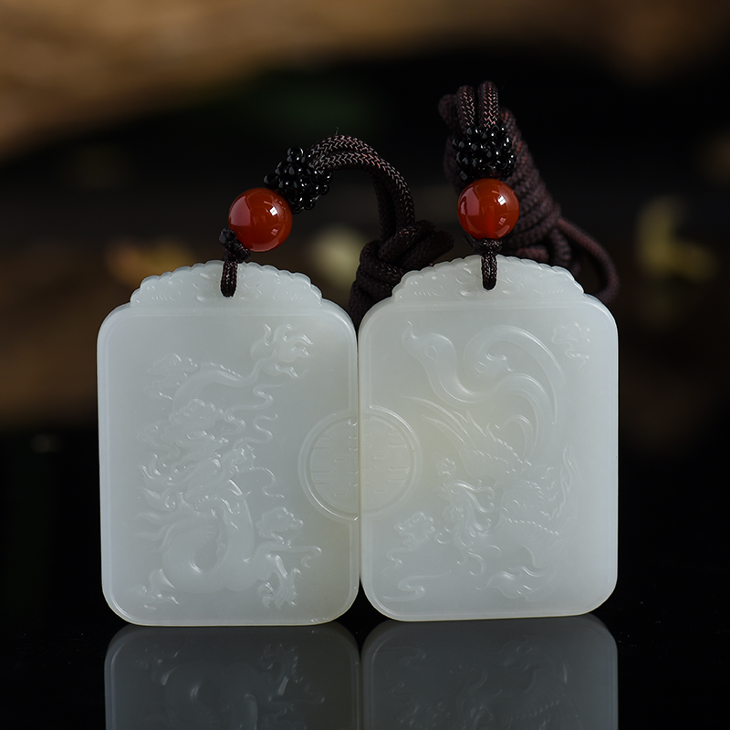 和田玉龙凤对牌-红掌柜