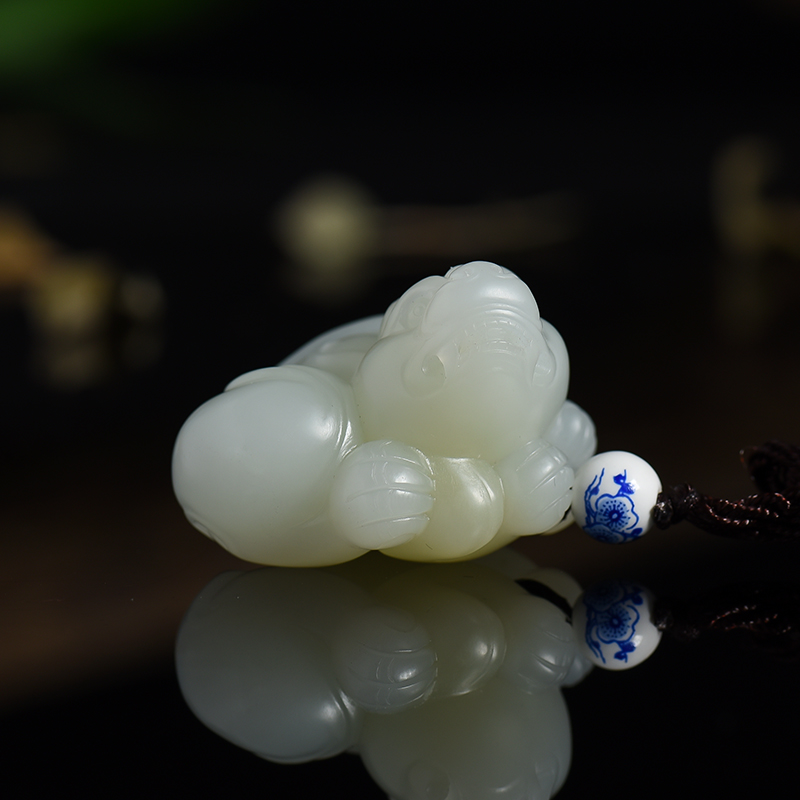 和田玉金蟾挂件-红掌柜