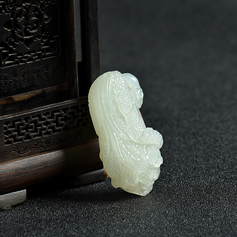 籽料和田玉白菜吊坠-红掌柜