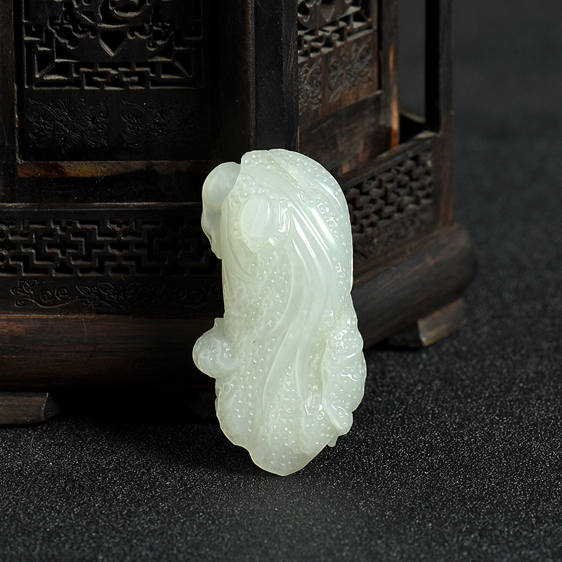 和田玉白菜吊坠-红掌柜