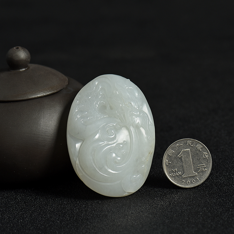 天然新疆和田白玉籽料吊坠-红掌柜