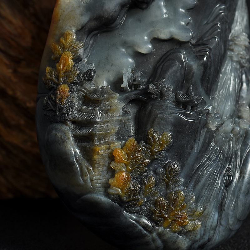 和田玉山水手把件-红掌柜