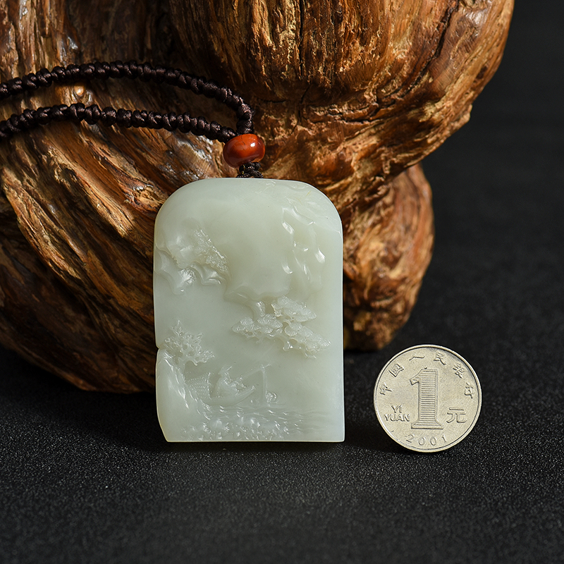 籽料和田玉山水吊坠-红掌柜