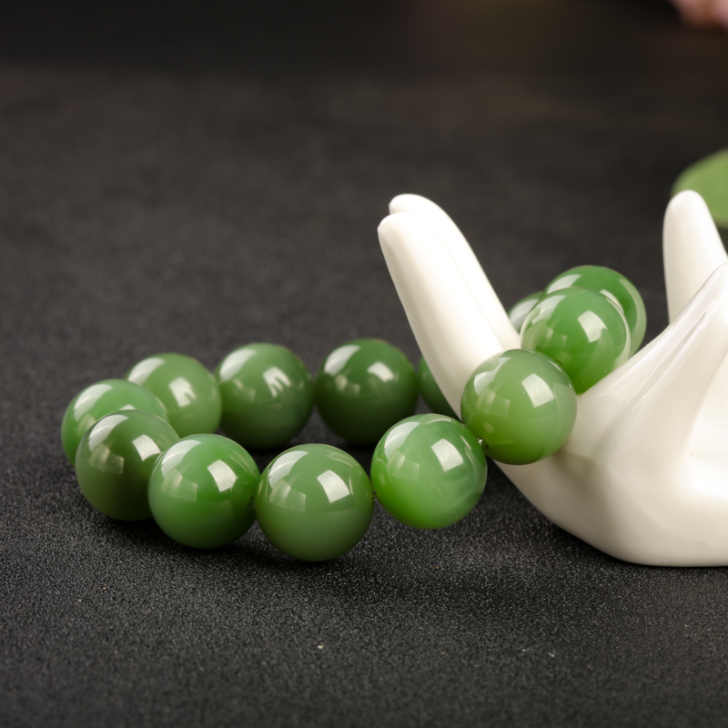 天然碧玉山料手串-红掌柜