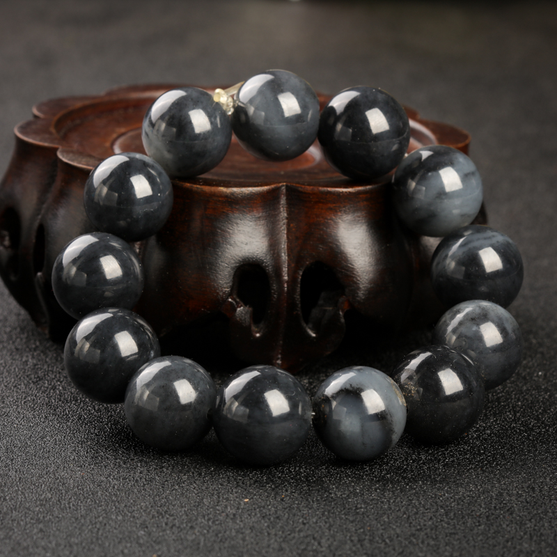 天然新疆和田墨玉籽料手串-红掌柜