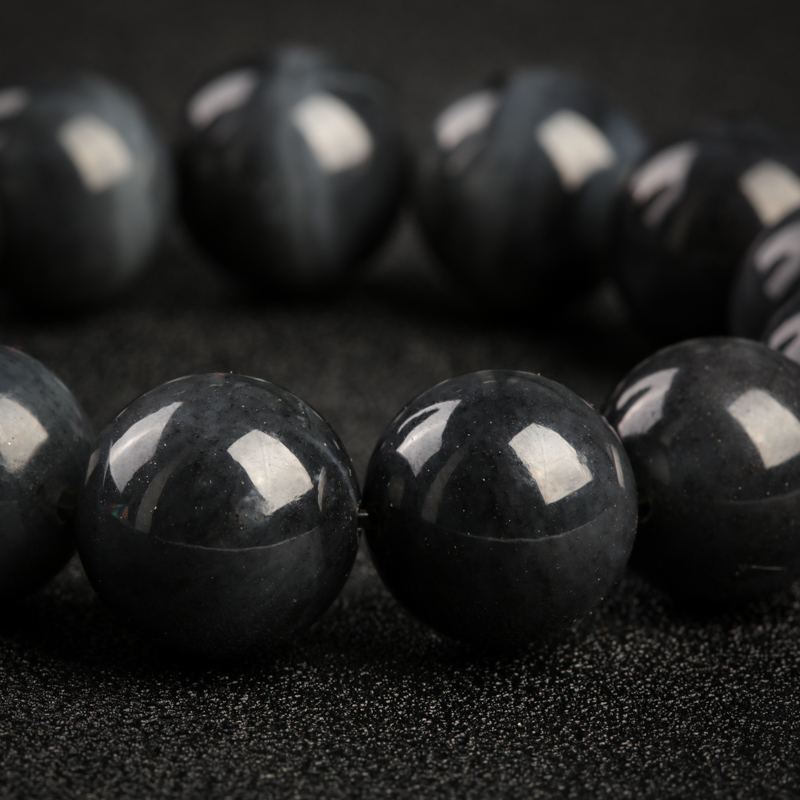 天然和田墨玉手串-红掌柜