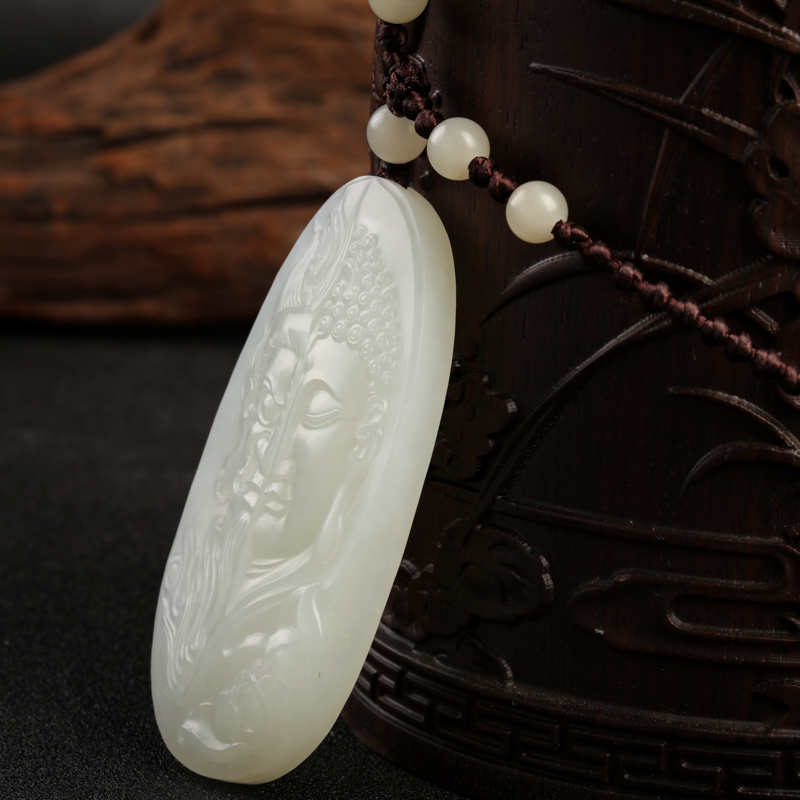 新疆和田白玉一念之间吊坠-红掌柜