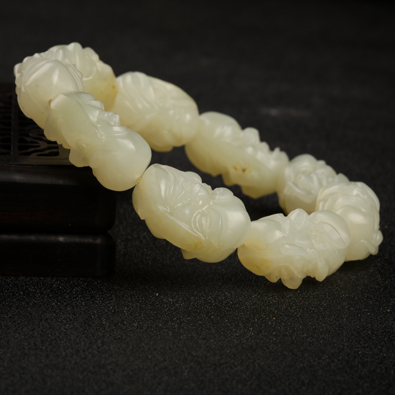 和田青白玉籽料罗汉手串-红掌柜