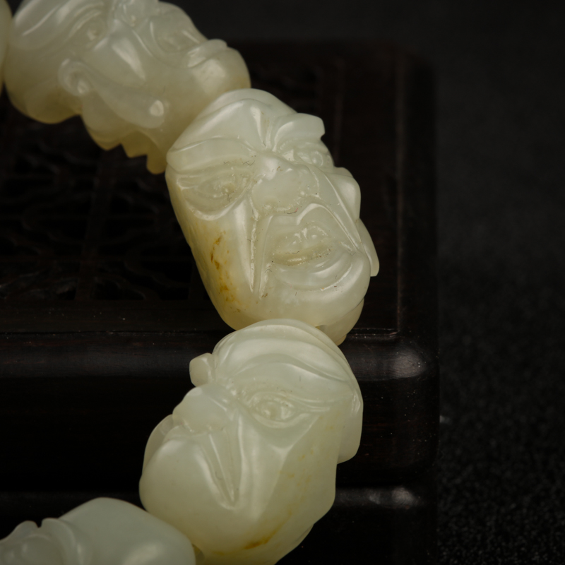 和田青白玉罗汉手串-红掌柜