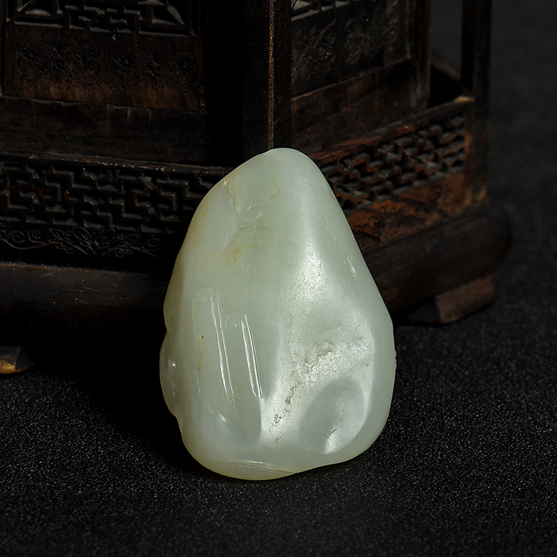 和田白玉籽料貔貅吊坠-红掌柜