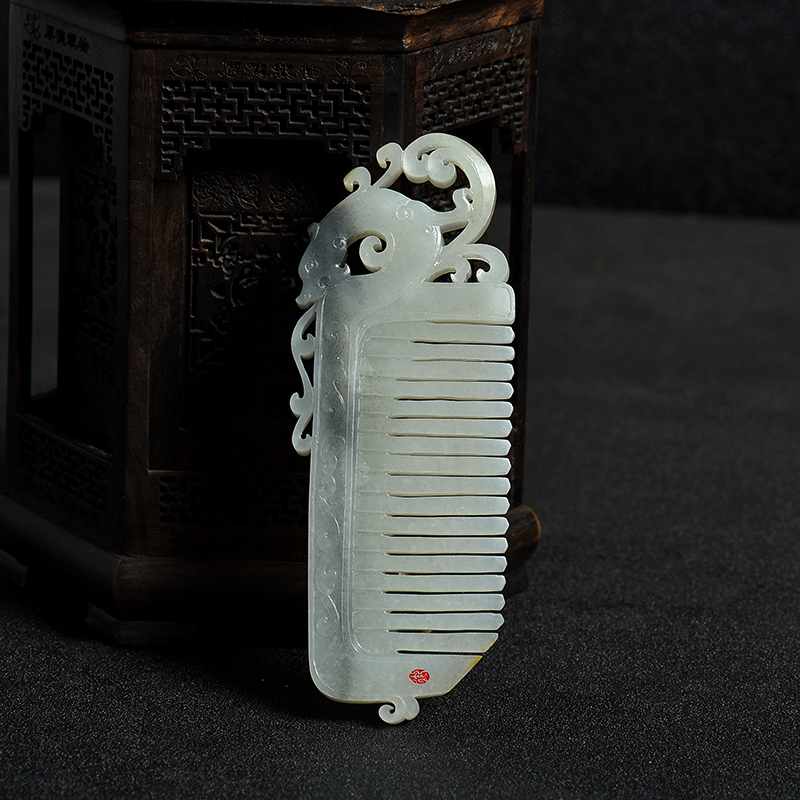 新疆和田白玉籽料梳子-红掌柜