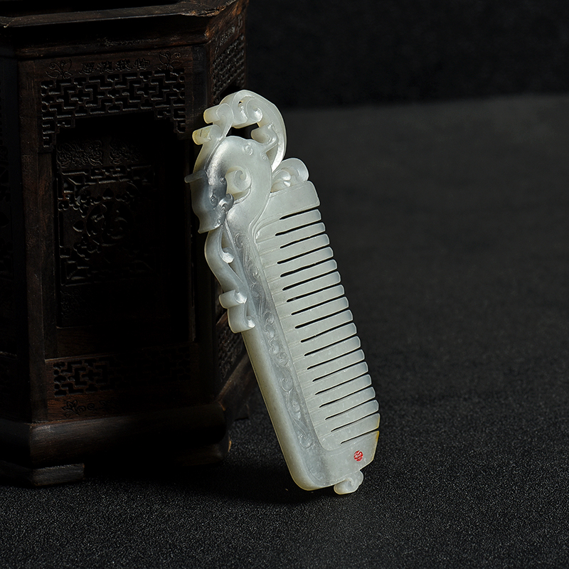 和田白玉籽料梳子-红掌柜