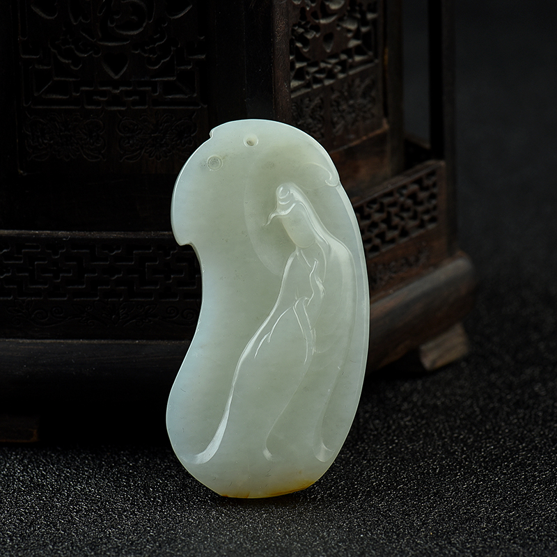 新疆和田白玉籽料无相观音吊坠 - 红掌柜