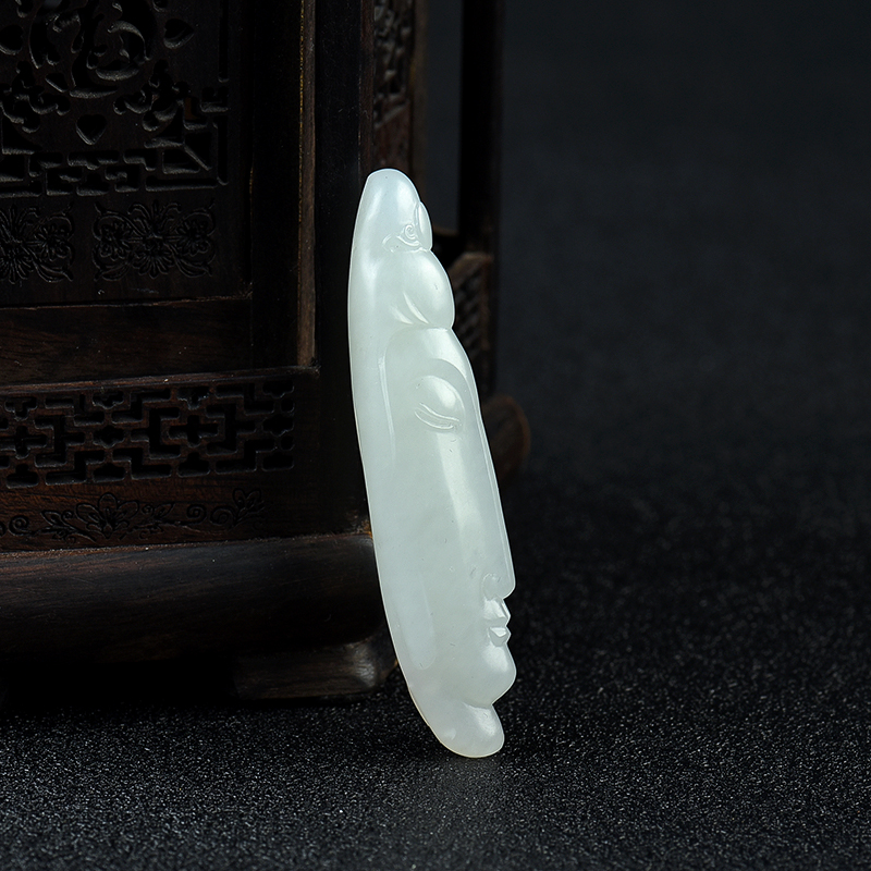 和田白玉籽料观音相吊坠 - 红掌柜