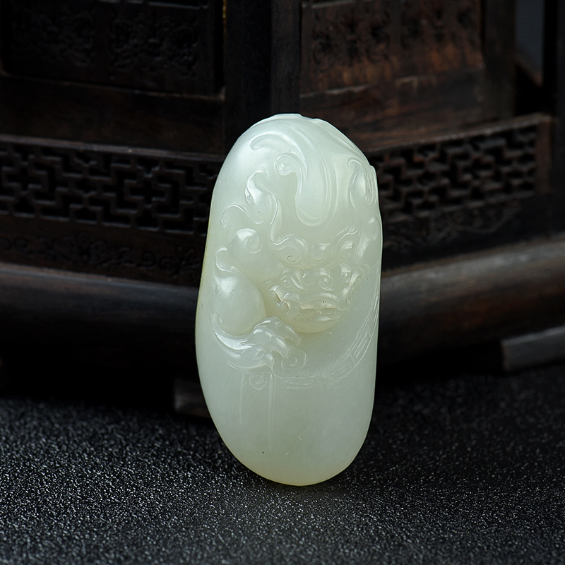 新疆和田白玉籽料貔貅吊坠-红掌柜
