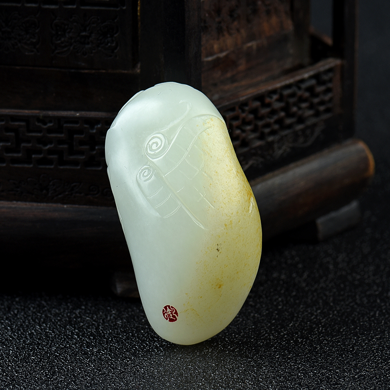 和田白玉籽料貔貅吊坠-红掌柜