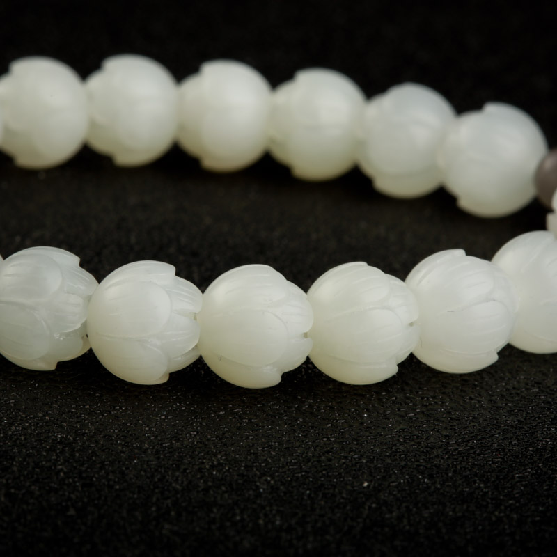 白玉山料莲花手串-红掌柜