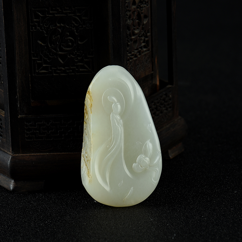 新疆和田白玉籽料天女吊坠-红掌柜