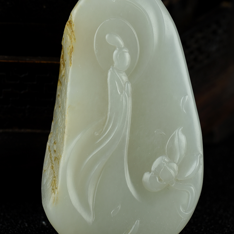 和田白玉籽料天女吊坠-红掌柜