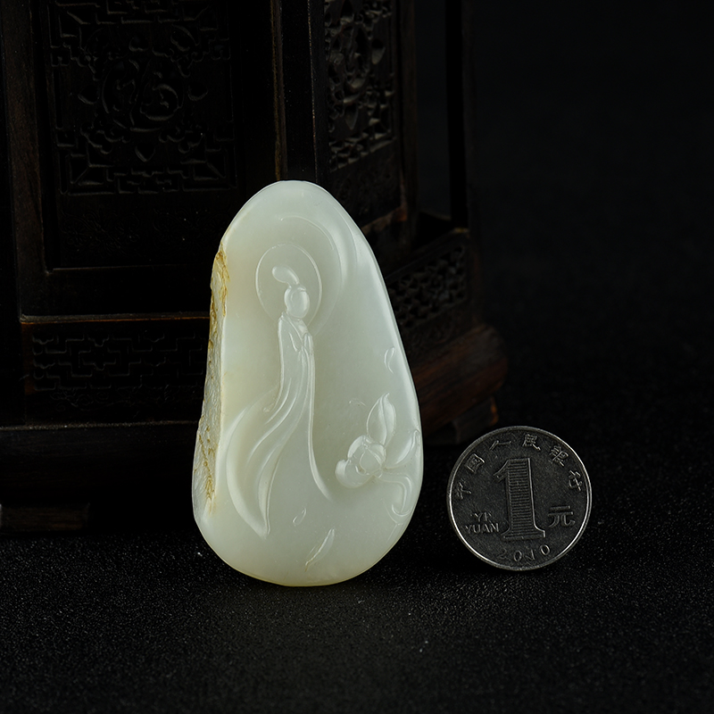 新疆和田白玉籽料天女吊坠-红掌柜