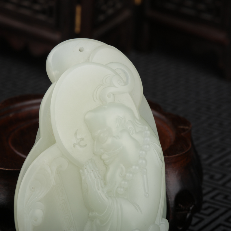 天然籽料和田白玉吊坠-红掌柜