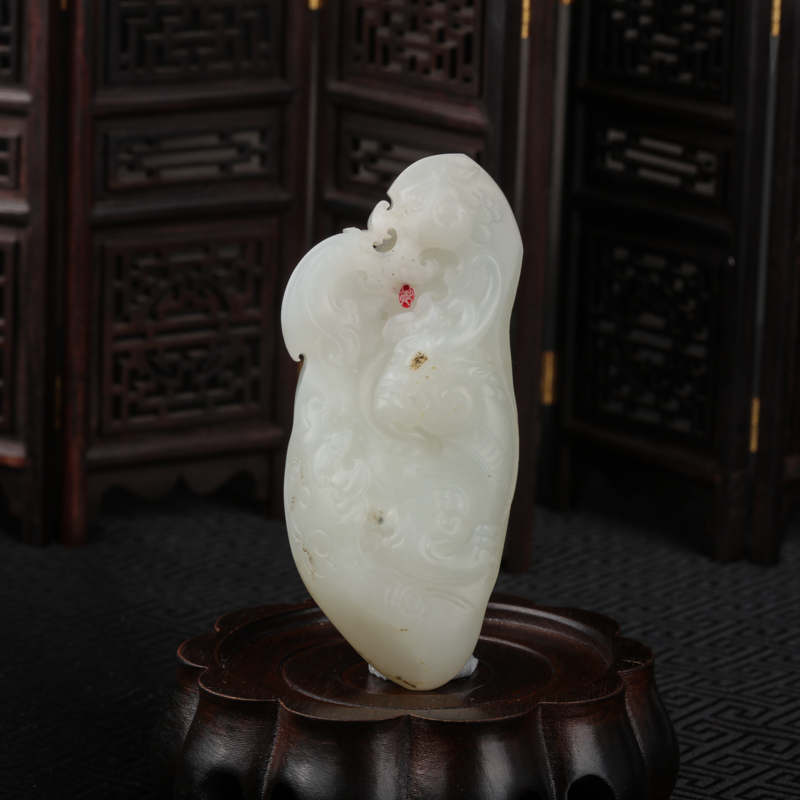 籽料和田白玉貔貅手把件-红掌柜