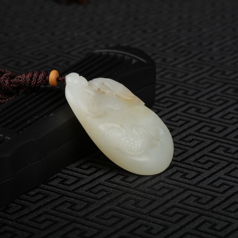 和田白玉福寿如意吊坠-红掌柜